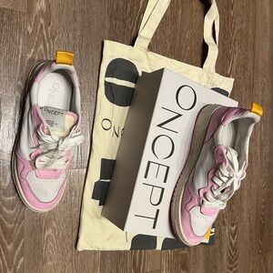 ONCEPT Women's Stylish Pink and White Sneakers